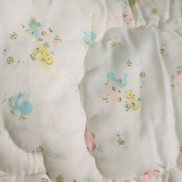 vintage baby blanket white sleeping blanket pastel ducks play mat soft - Picture 16 of 16